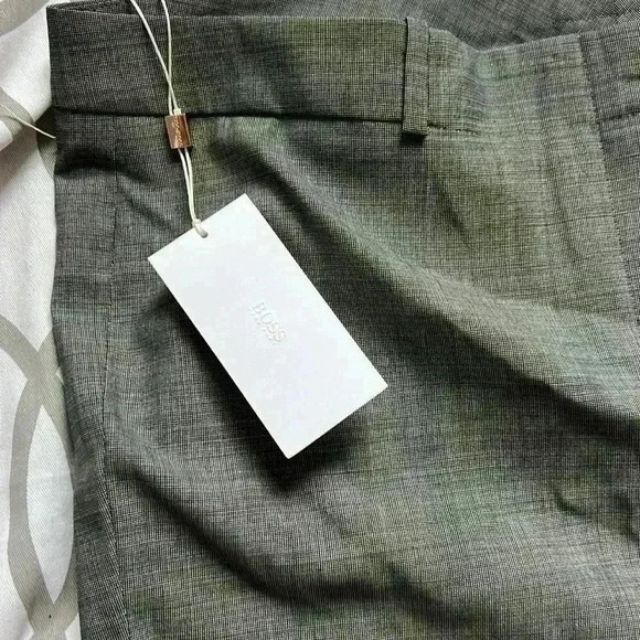 NWT Boss By Hugo Boss Gray and White Micro Check Dress Pant Size 14 - Picture 5 of 7